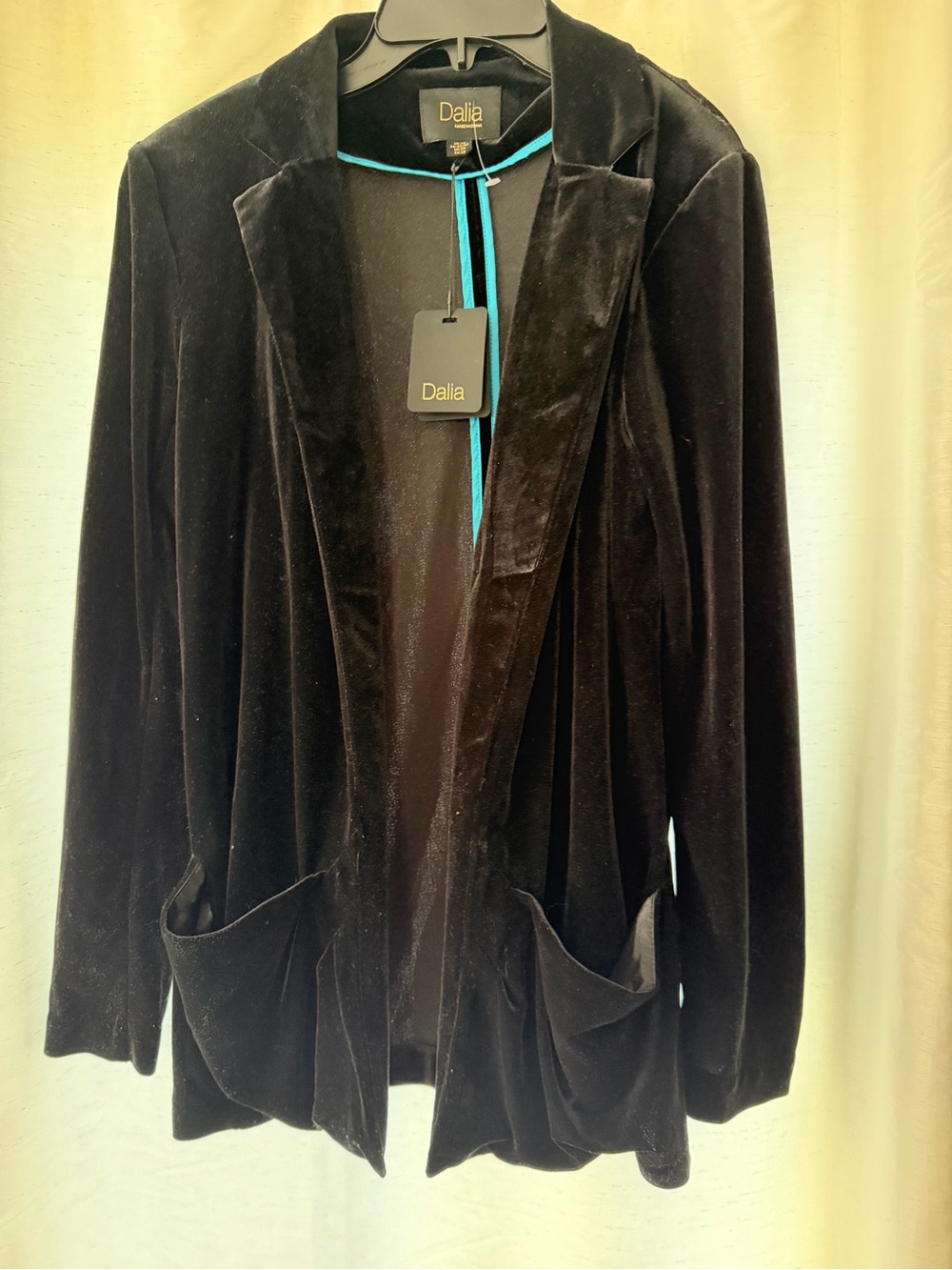 Dalia Black Velvet Jacket  with two front pocket